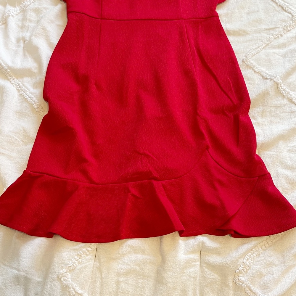 Red Ruffle Mini Dress - Picture 3 of 5